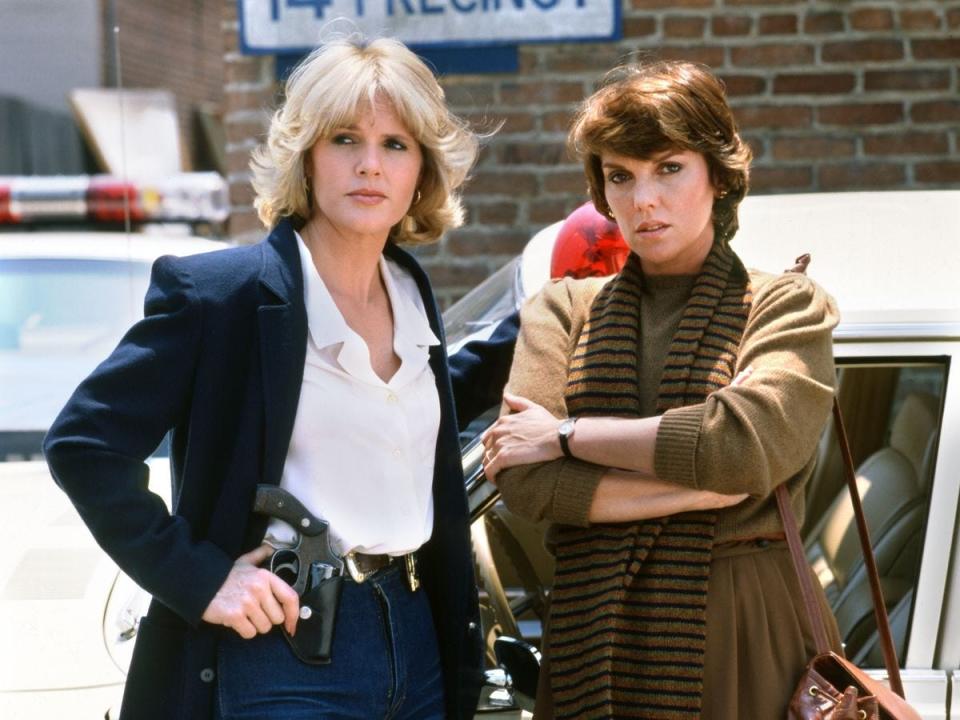 Sharon Gless, left, as Detective Christine Cagney, with on-screen partner Tyne Daley as Detective Mary Beth Lacey.