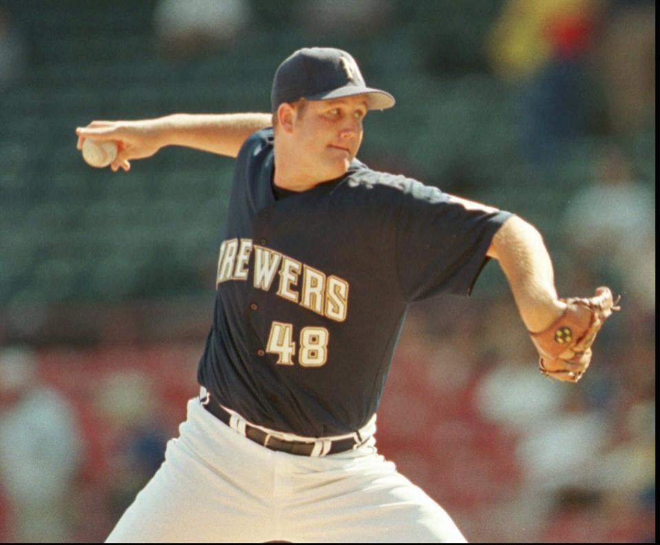 Milwaukee Brewers starter Steve Woodard delivers a pitch in the first inning July 28, 1997 in Milwaukee in his Major League debut, a memorable 1-0 win over Toronto.