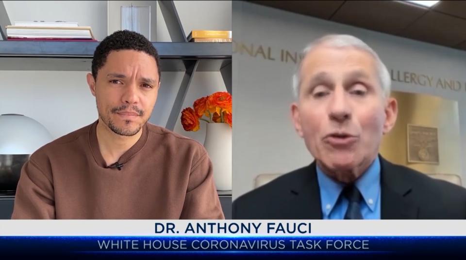 Dr. Anthony Fauci with "The Daily Show" host Trevor Noah