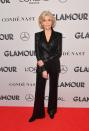 Jane Fonda wearing a black sequin suit. <em>[Photo: Getty]</em>