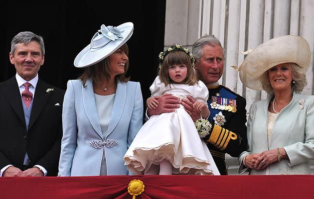 Michael and Camilla are pictured alongside their other halves on the balcony of Kensington Palace at Kate and Wills' wedding. Photo: Getty