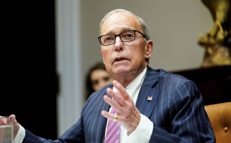 FILE PHOTO: Larry Kudlow participates in coronavirus economic "relief update" virtual event at the White House in Washington