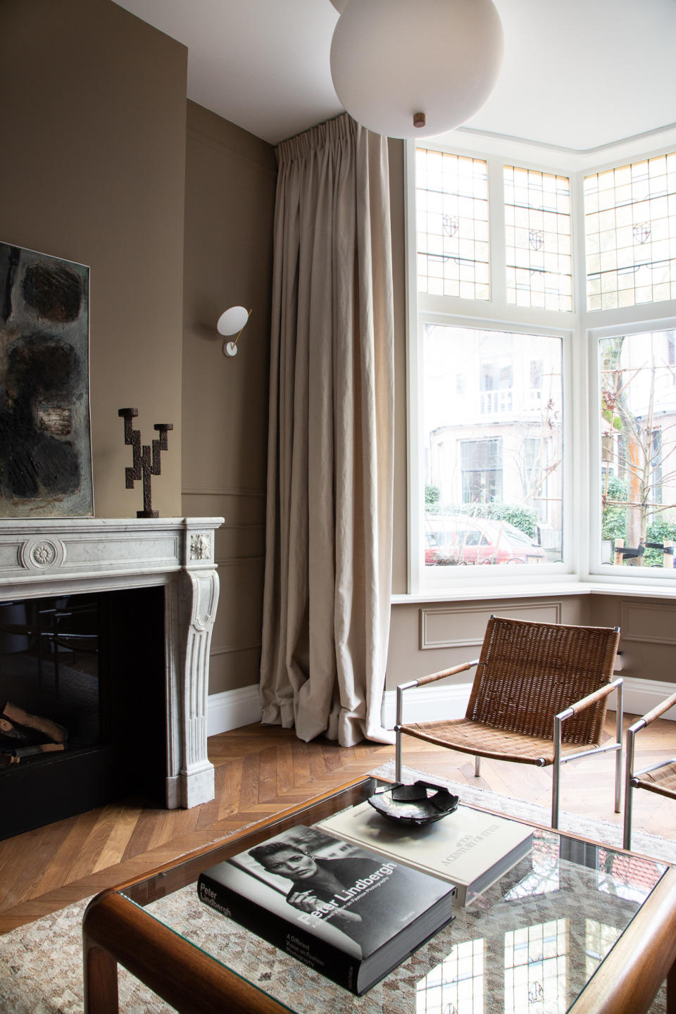 dark brown living room