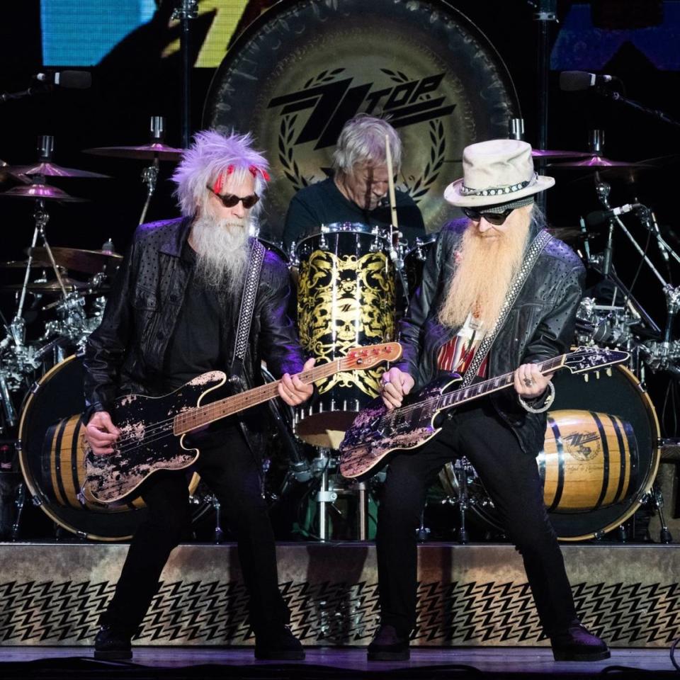 Lexington’s Elwood Francis, left, has joined Frank Beard (drums) and Billy F. Gibbons as ZZ Top, who will play Rupp Arena on March 28. Francis joined ZZ Top officially after bassist Dusty Hill died.