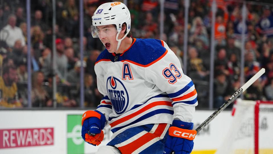 Ryan Nugent-Hopkins put the cherry on top of his huge season on Wednesday, notching his 100th point of the season in the Oilers' win over the Ducks. (Reuters)