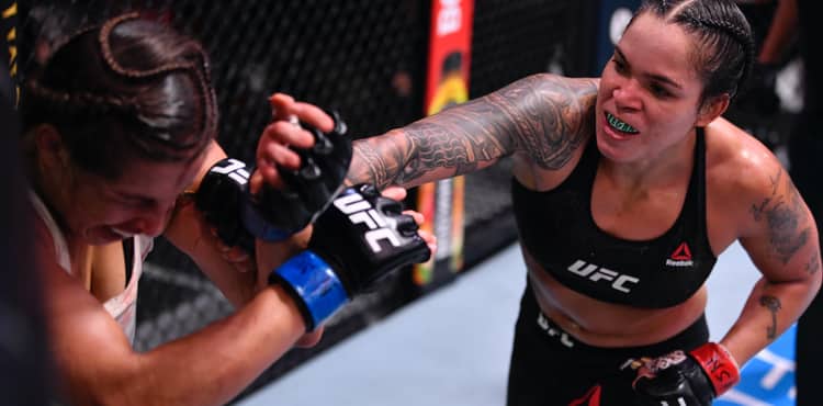 Amanda Nunes lands punch on Felicia Spencer at UFC 250