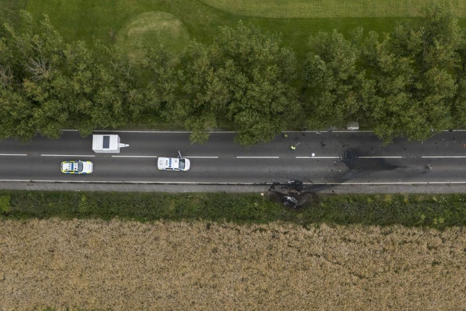 The scene on the A61 in Wakefield after the collision which killed four adults and two children (PA Wire)