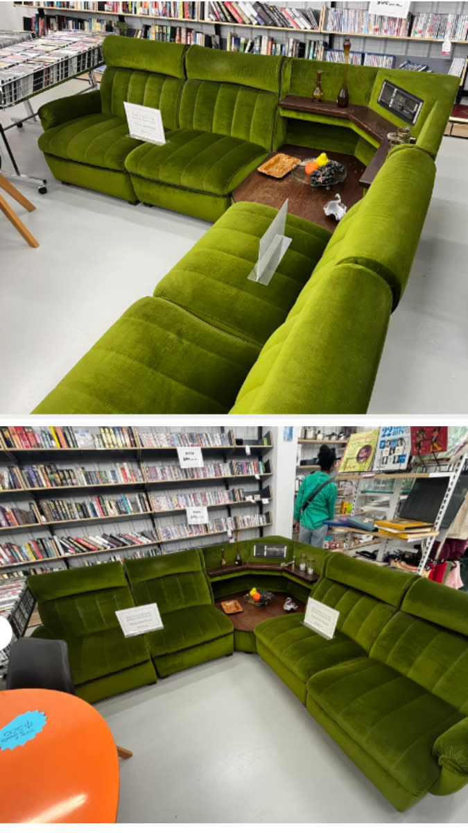 A giant green sectional couch