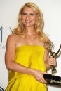 Claire Danes, winner Outstanding Lead Actress In A Drama Series for "Homeland," poses in the press room at the 64th Primetime Emmy Awards at the Nokia Theatre in Los Angeles on September 23, 2012.