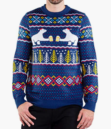 polar bears holding beer ugly christmas sweater amazon, where to buy ugly christmas sweaters