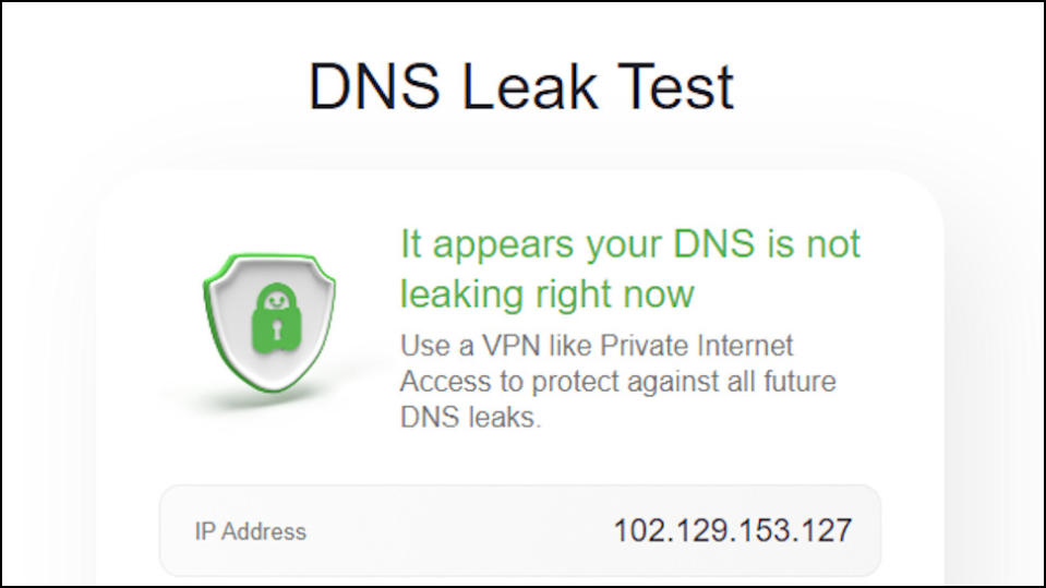 Private Internet Access DNS Leak Test