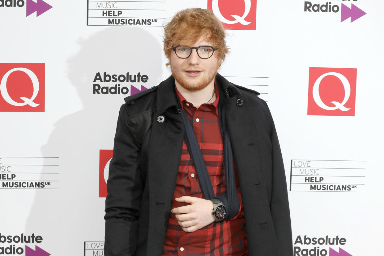 In recovery: Ed Sheeran cycled home after his bike crash: Tim P. Whitby/Getty Images