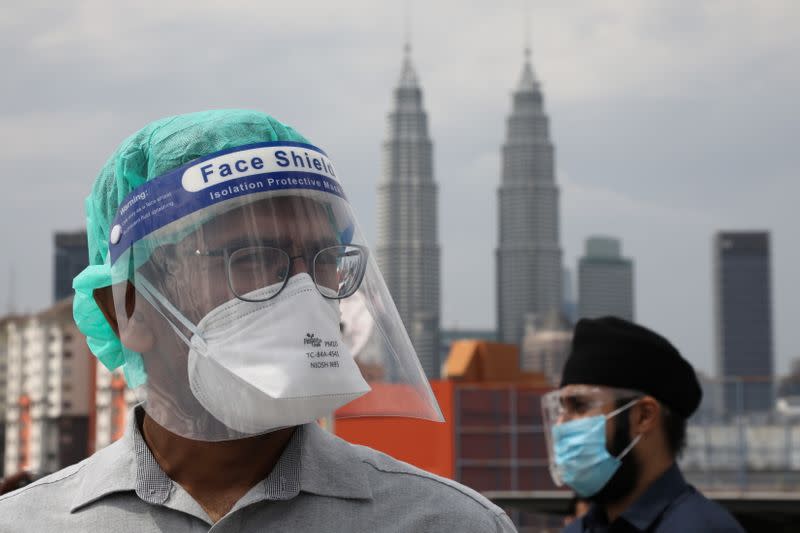 Government medical contract doctors participate in a walkout strike at Kuala Lumpur Hospital amid the coronavirus disease (COVID-19) outbreak in Kuala Lumpur