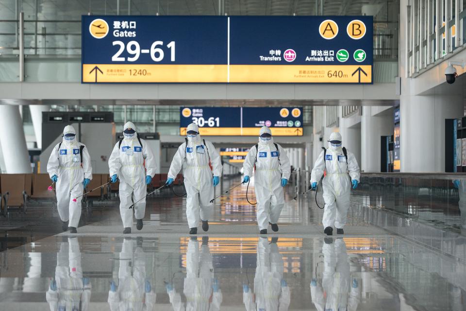 airport disinfecting wuhan