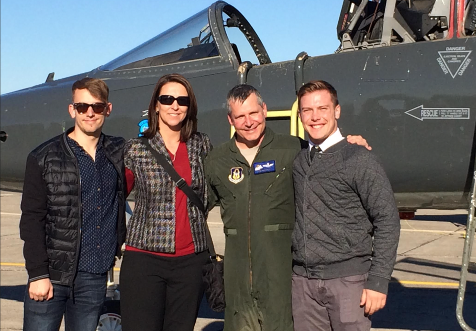 MyVetBENEFITS founder, Todd Ernst, with his family following his fini flight with the Air Force. Photo: Todd Ernst.