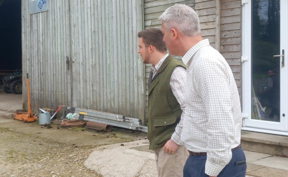 Dorset Echo: MP Steve Barclay with farmer Harry Coutts 