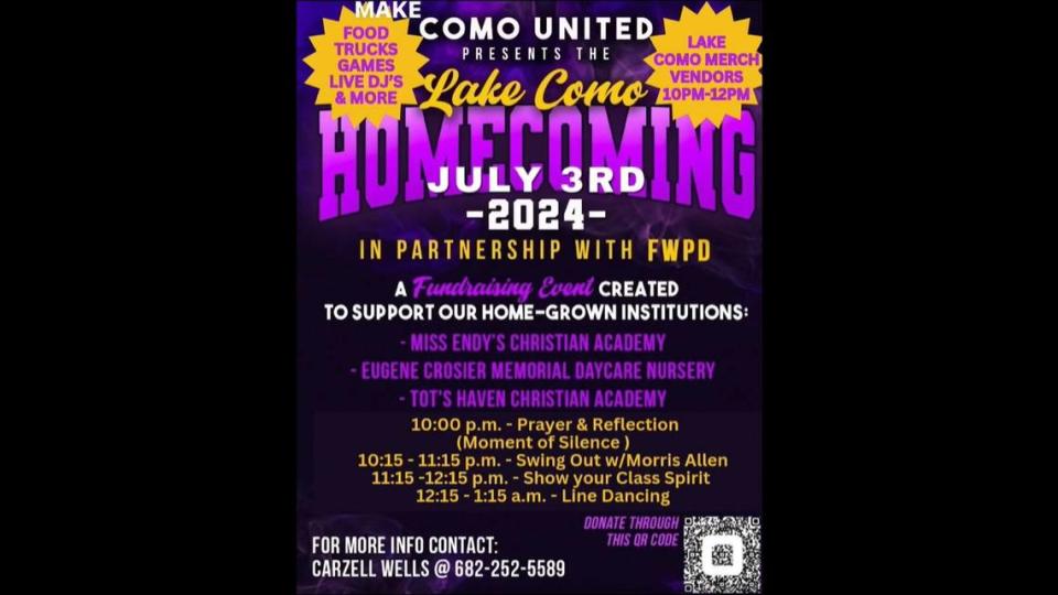 A new fundraising event called Como Homecoming is scheduled to be held the night of Wednesday, July 3, according to organizers.