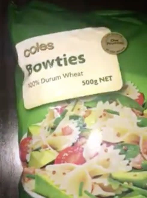 Masood Rahimi found insects crawling through a packet of a 500g bag of Coles 100% Durum Wheat Bowties he was about to serve his guests. Photo: Masood Rahimi