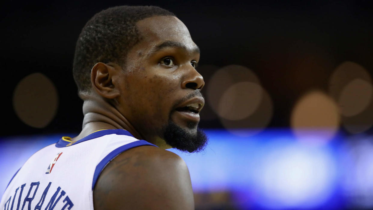 Kevin Durant has made up with NBA officials but could not escape a fine for his outburst. (Getty)