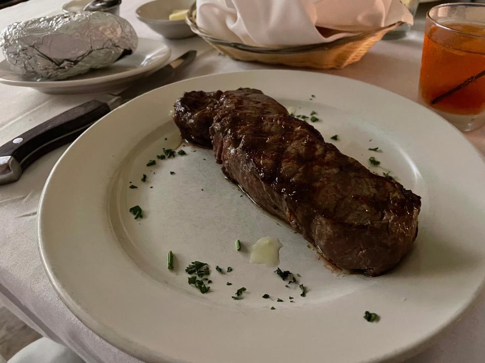 The Boston strip steak at the Diamond Grille in Akron.