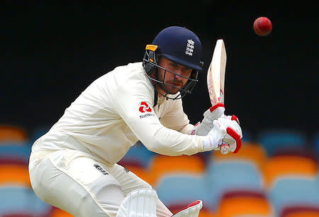 Cricket - Ashes test match - Australia v England - GABBA Ground, Brisbane, Australia, November 23, 2017. England's Mark Stoneman watches a delivery from Australia's Mitchell Starc during the first day of the first Ashes cricket test match. REUTERS/David Gray