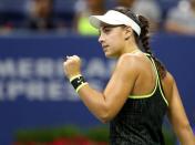 Sep 5, 2016; New York, NY, USA; Ana Konjuh of Croatia reacts during the match against Agnieszka Radwanska of Poland on day eight of the 2016 U.S. Open tennis tournament at USTA Billie Jean King National Tennis Center. Mandatory Credit: Jerry Lai-USA TODAY Sports