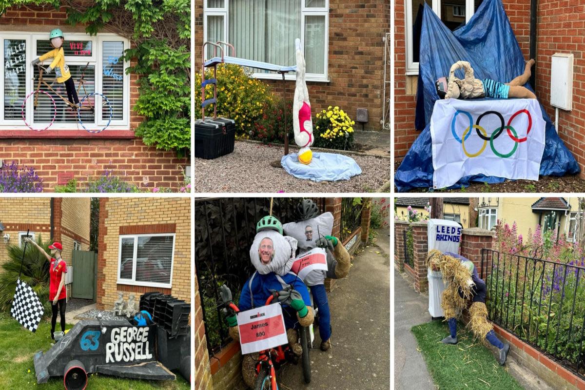 Some of the amazing sports-themed scarecrows in Doddington <i>(Image: Gareth Corfield)</i>