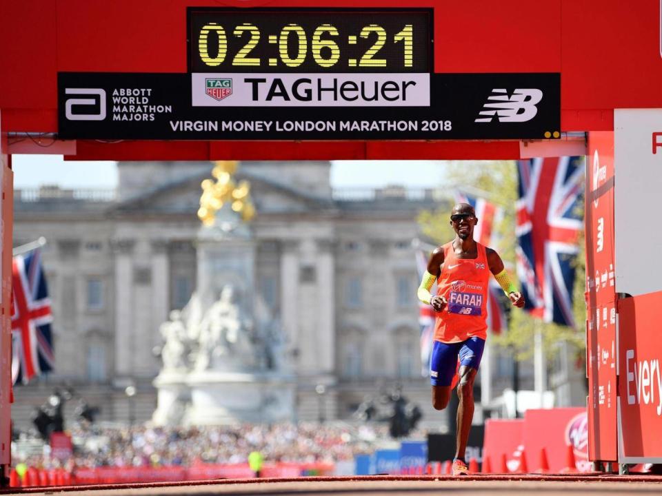 The Olympic 5,000m and 10,000m champion crossed the line in a record time (Getty)