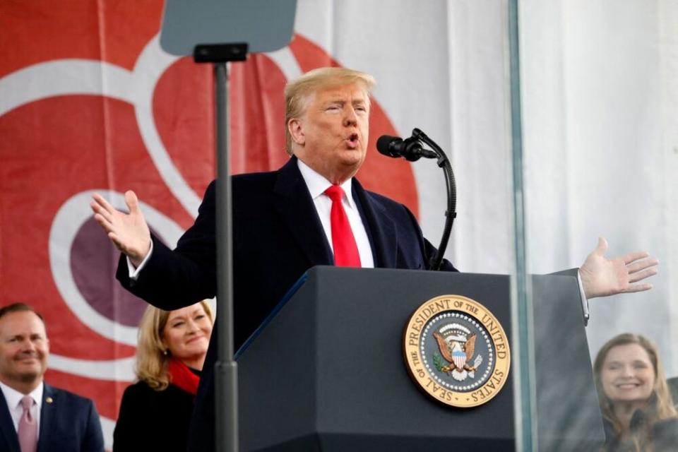 President Donald Trump at the 2019 March for Life on Friday | Sipa via AP Images