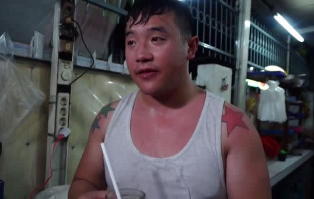 The end result of eating the world's hottest noodles. You become a sweaty, remorseful mess. Photo: Youtube