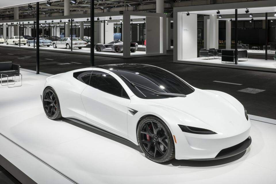 <p>The <a rel="nofollow noopener" href="https://www.roadandtrack.com/new-cars/news/a29378/elon-musk-admits-to-shareholders-that-the-tesla-roadster-was-a-disaster/" target="_blank" data-ylk="slk:original Roadster;elm:context_link;itc:0;sec:content-canvas" class="link ">original Roadster</a> was Tesla's first car, a heavily re-engineered Lotus Elise powered solely by electricity. The new one, though, <a rel="nofollow noopener" href="https://www.roadandtrack.com/new-cars/future-cars/a13792609/tesla-roadster-photos-info/" target="_blank" data-ylk="slk:is an entirely different beast;elm:context_link;itc:0;sec:content-canvas" class="link ">is an entirely different beast</a>. The company promises it will be the quickest road car to 60 mph ever, and have a top speed of 250 mph. </p>
