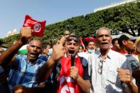 Supporters of Tunisian President Kais Saied rally in Tunis