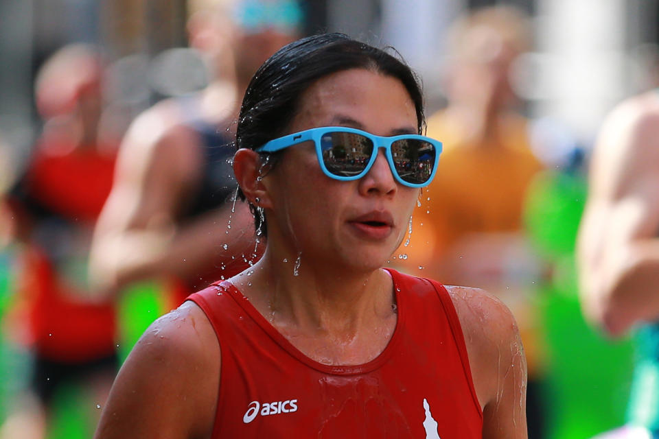 A runner heads up First Avenue during the 2019 New York City Marathon. (Photo: Gordon Donovan/Yahoo News)