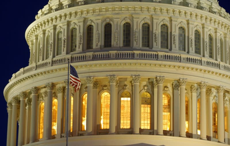 The United States Capitol Dome is seen before dawn in Washington March 22, 2013.  REUTERS/Gary Cameron   