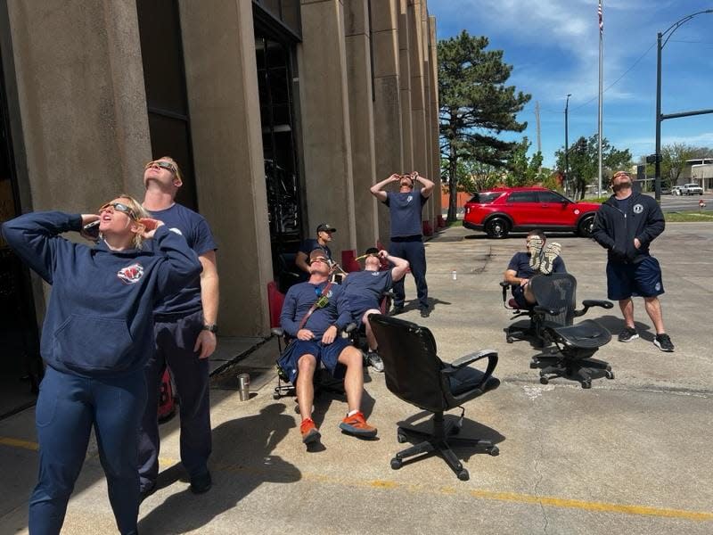 Wichita firefighters viewing the eclipse (Courtesy: Wichita Fire Department)