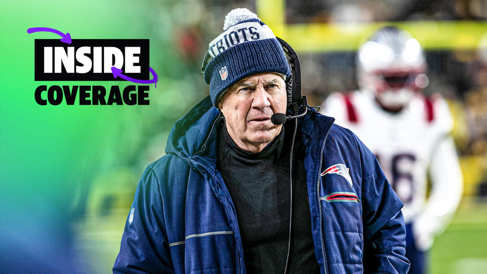 PITTSBURGH, PA - DECEMBER 07: New England Patriots head coach Bill Belichick looks on during the regular season NFL football game between the New England Patriots and Pittsburgh Steelers on December 07, 2023 at Acrisure Stadium in Pittsburgh, PA. (Photo by Mark Alberti/Icon Sportswire via Getty Images)