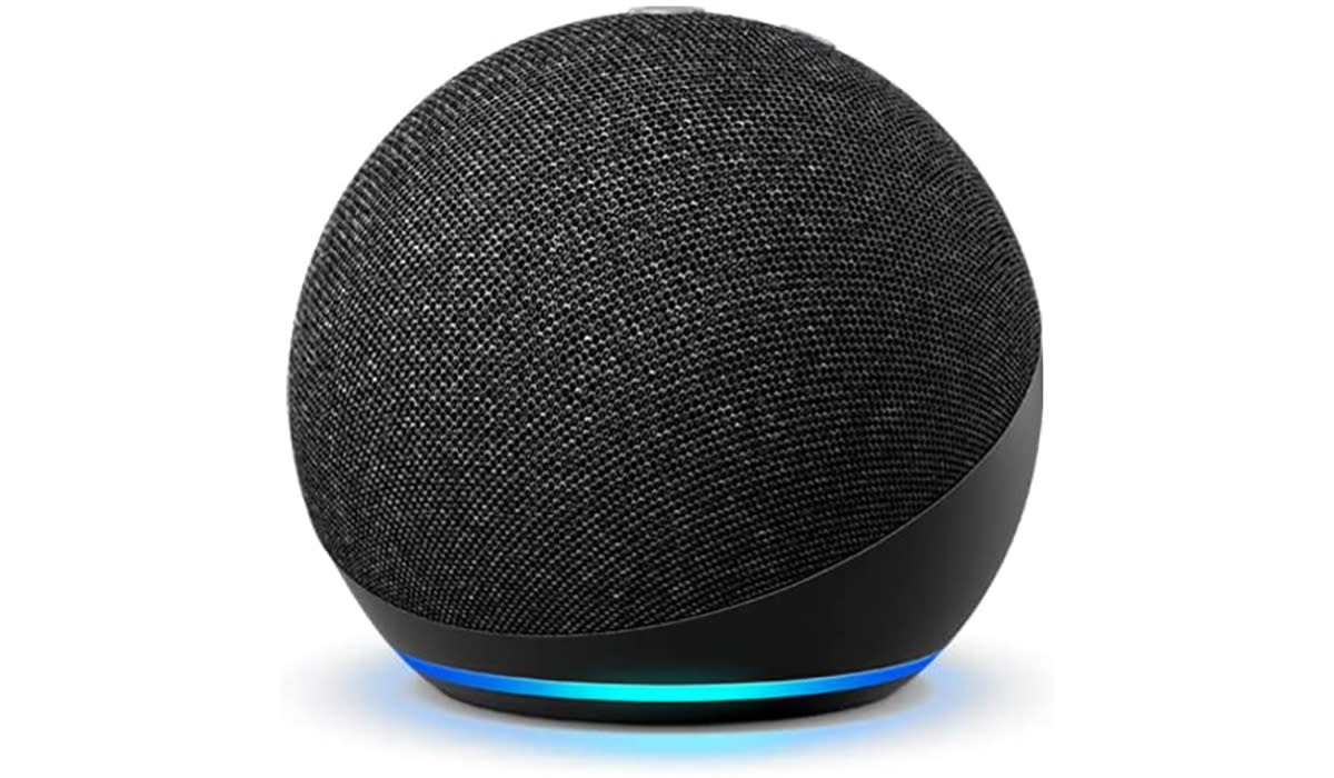 A smart speaker in the shape of an orb.