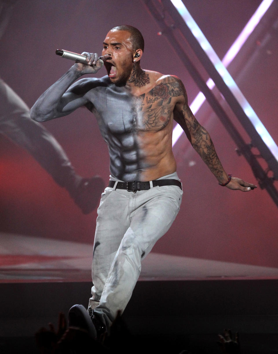 Chris Brown performs at the BET Awards on Sunday, July 1, 2012, in Los Angeles. (Photo by Matt Sayles/Invision/AP)