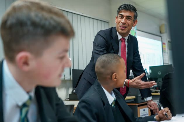 Rishi Sunak meets students at the Haughton Academy in Darlington in January.