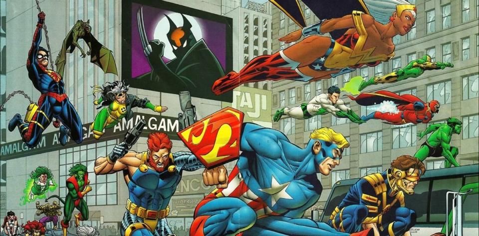 The "fused" DC and Marvel heroes from the 1996 event called Amalgam Comics.