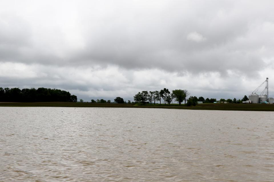 This field is normally planted with corn pictured Monday, June 17, 2019, an additional three inches of rain over the weekend made this area of Scott Labig's Darke County land look more like a lake than a farm. 