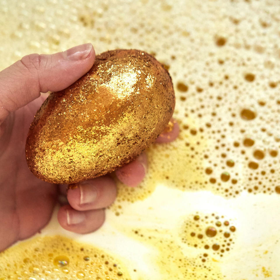 Golden Egg Bath Bomb. Image via Lush.