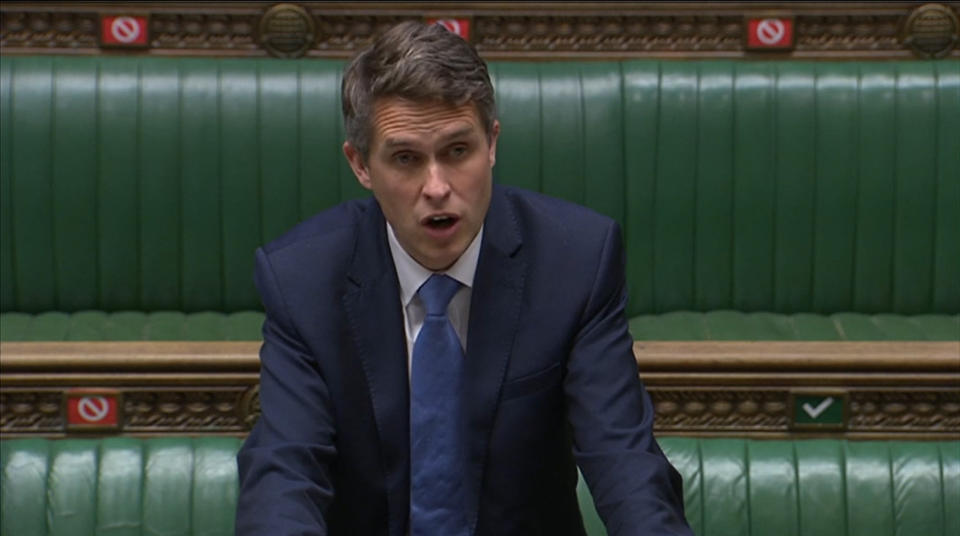 Education Secretary Gavin Williamson in the House of Commons, London, answering an urgent question on the Government's plans for reopening schools during the coronavirus pandemic.