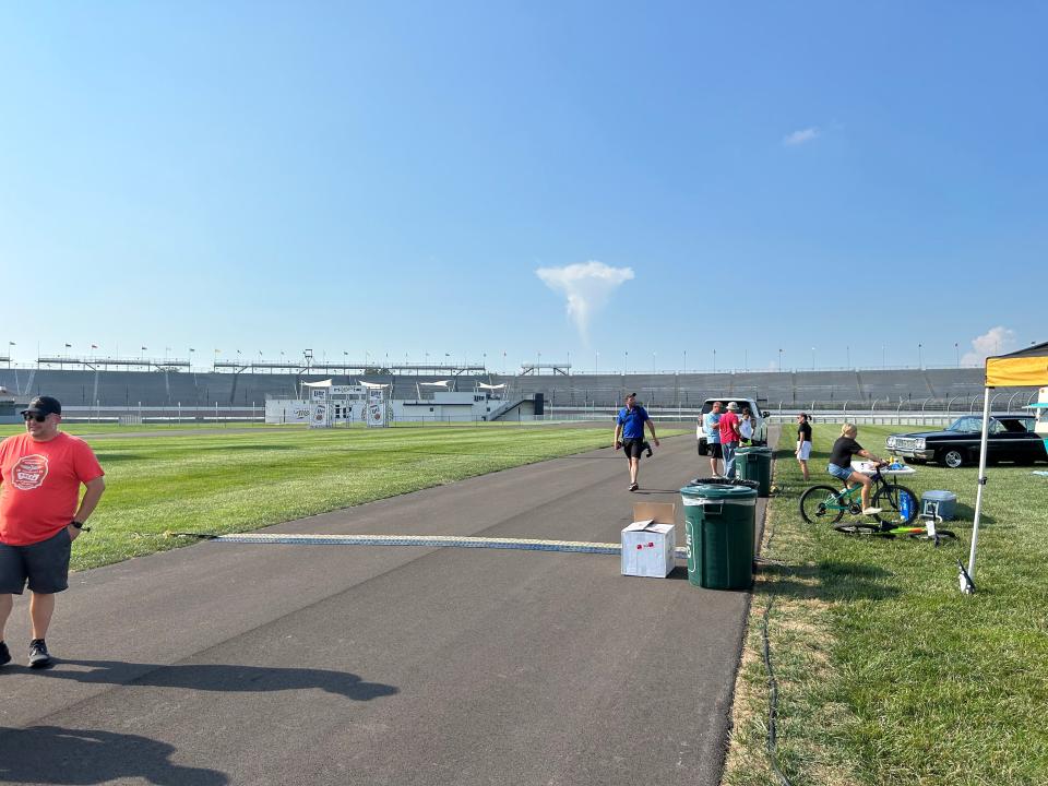 The road leading to the campsite of the new infield camping area is seen at Indianapolis Motor Speedway. The speedway is offering infield camping for the IMSA Battle on the Bricks Sept. 14-18.