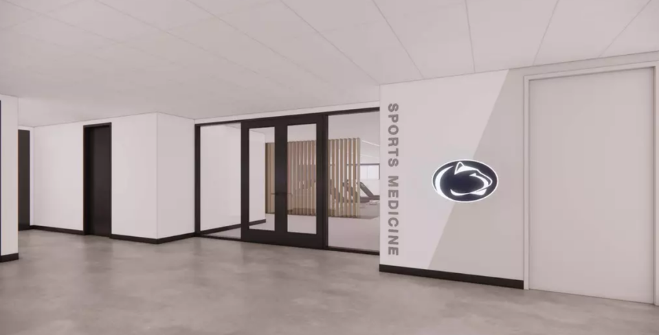 A rendering of the entrance to Sports Medicine at the Greenberg Indoor Sports Complex.