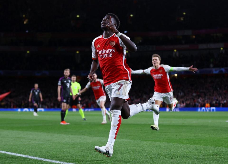 Saka fired the Gunners ahead in what was the perfect start for Arsenal (Action Images via Reuters)