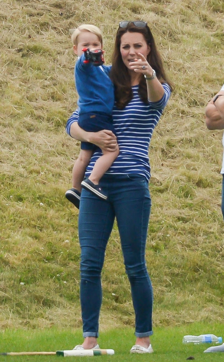 <p>Kate passes her sports reactions onto the next generation, as she and Prince George watch a charity polo match.<br></p>