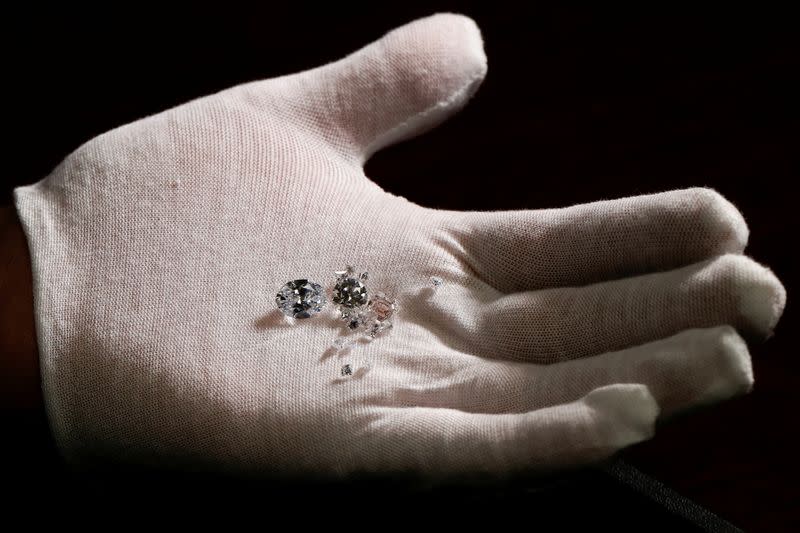 Aether diamonds made from captured CO2 are pictured at the RFG Manufacturing Riviera jewelry design facility in New York