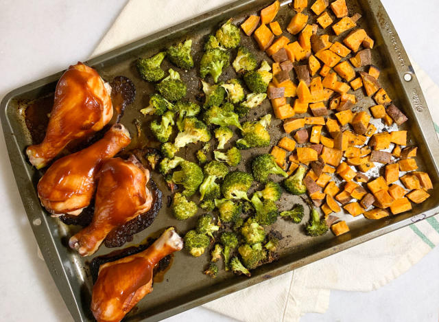 Sheet Pan Chicken with Rainbow Vegetables, Lemon and Parmesan