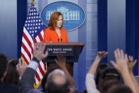 White House press secretary Jen Psaki speaks during the daily briefing at the White House in Washington, Monday, June 21, 2021. (AP Photo/Susan Walsh)